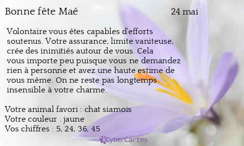 Carte bonne fête Maé
