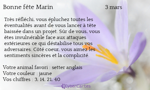 Carte bonne fête Marin
