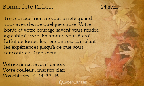 Carte Bonne Fete Robert 24 Avril