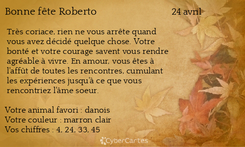 Carte bonne fête Roberto