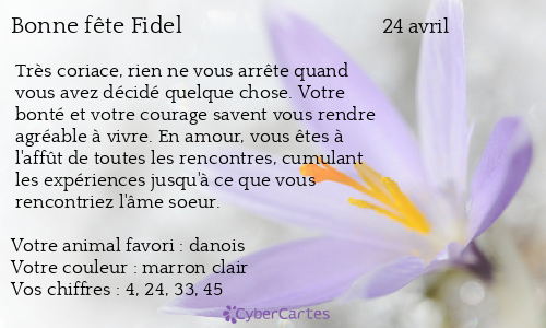 Carte bonne fête Fidel