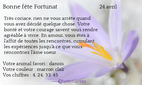 Carte bonne fête Fortunat