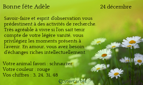 Carte bonne fête Adèle