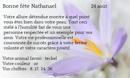 Carte bonne fête Nathanael