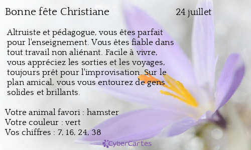 Carte Bonne Fete Christiane 24 Juillet