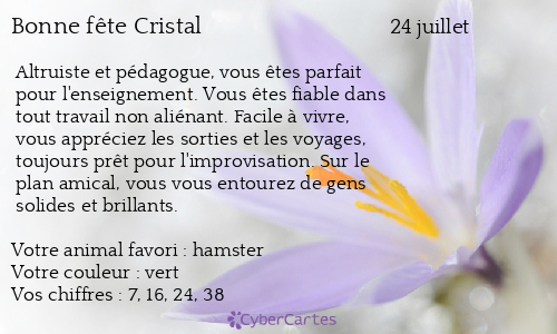 Carte bonne fête Cristal