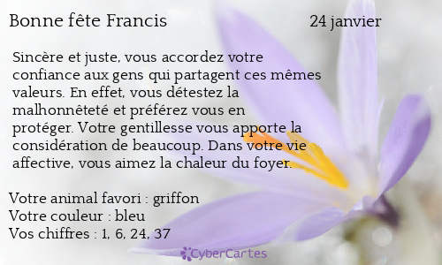 Carte Bonne Fete Francis 24 Janvier