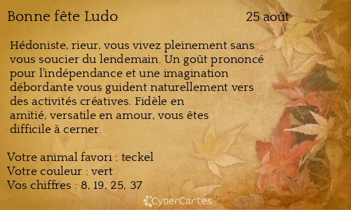 Carte bonne fête Ludo