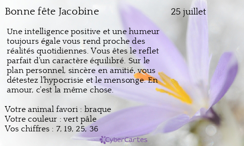 Carte bonne f&ecirc;te Jacobine