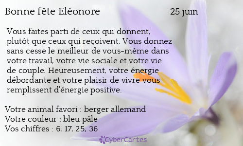 Carte bonne fête Eléonore