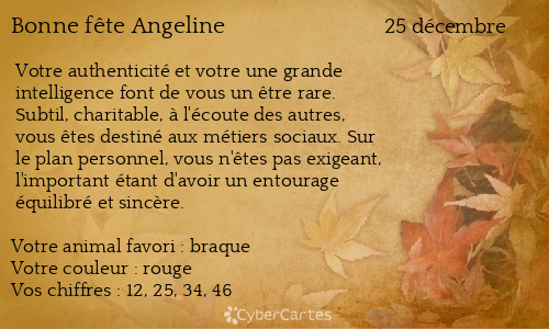 Carte bonne fête Angeline