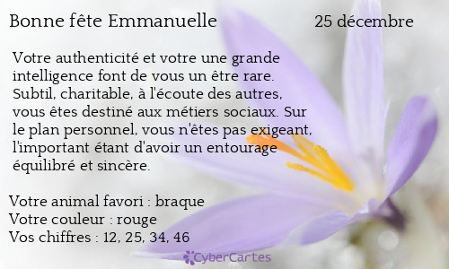 Carte Bonne Fete Emmanuelle 25 Decembre