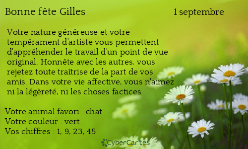 Carte bonne fête Gilles