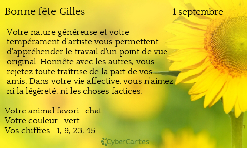 Carte bonne fête Gilles