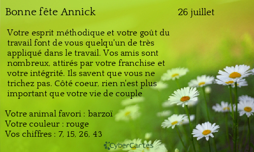 Carte bonne fête Annick