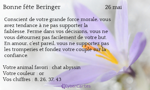 Carte bonne fête Beringer
