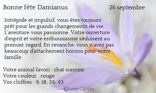 Carte bonne fête Damianus