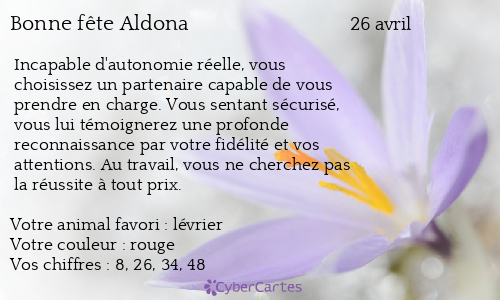 Carte bonne fête Aldona