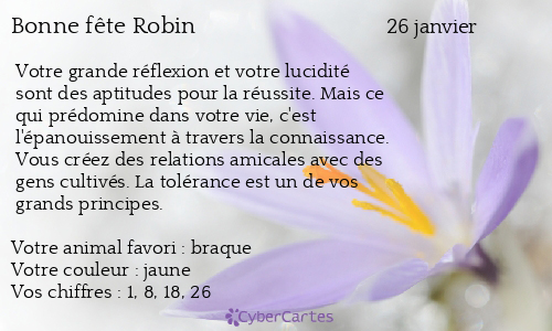 Carte bonne fête Robin