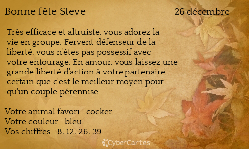 Carte bonne fête Steve