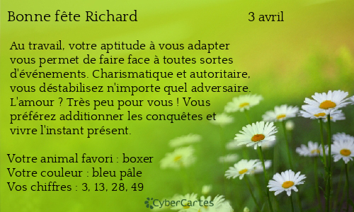 Carte bonne fête Richard