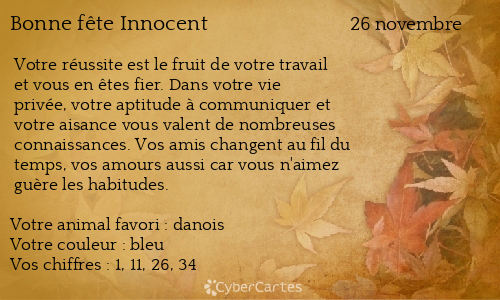 Carte bonne fête Innocent