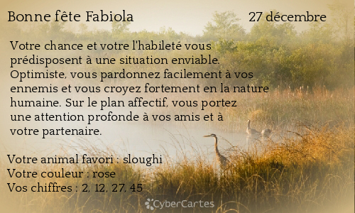 Carte bonne fête Fabiola