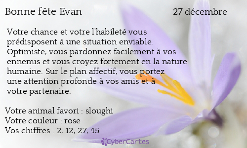 Carte Bonne Fete Evan 27 Decembre