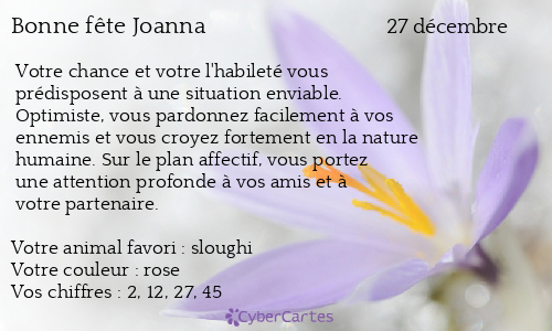 Carte bonne fête Joanna