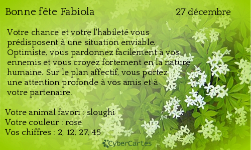 Carte bonne fête Fabiola