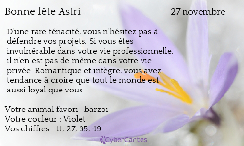 Carte bonne fête Astri