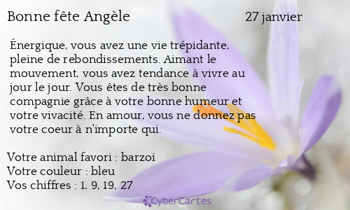 Carte Bonne Fete Angele 27 Janvier