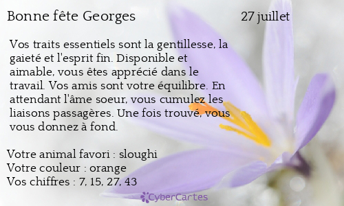 Carte bonne f&ecirc;te Georges