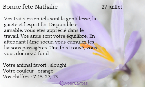 Carte Bonne Fete Nathalie 27 Juillet