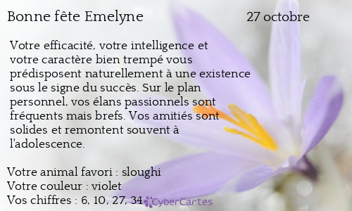 Carte bonne fête Emelyne
