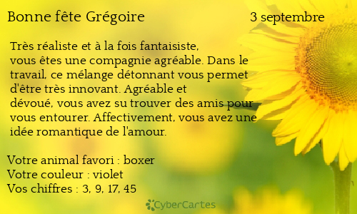 Carte bonne fête Grégoire