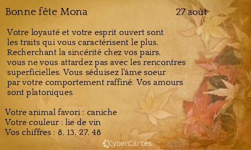 Carte bonne fête Mona