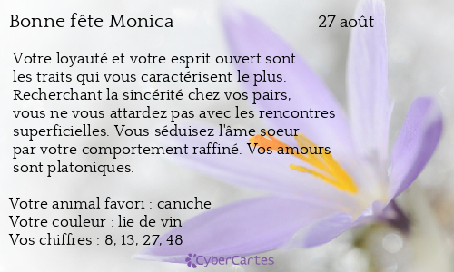 Carte bonne fête Monica