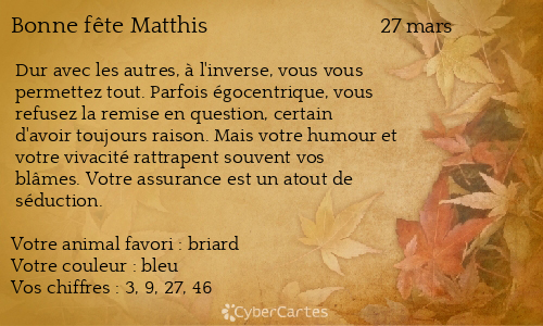Carte bonne fête Matthis