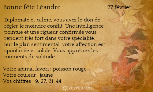 Carte bonne fête Léandre