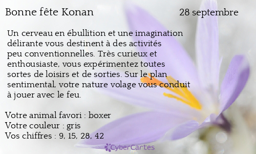 Carte bonne f&ecirc;te Konan