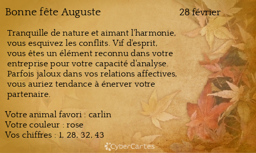 Carte bonne fête Auguste