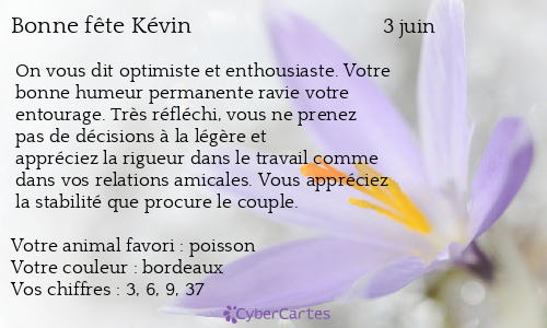 Carte Bonne Fete Kevin 3 Juin