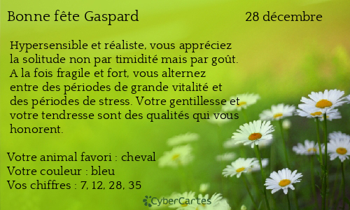 Carte bonne fête Gaspard