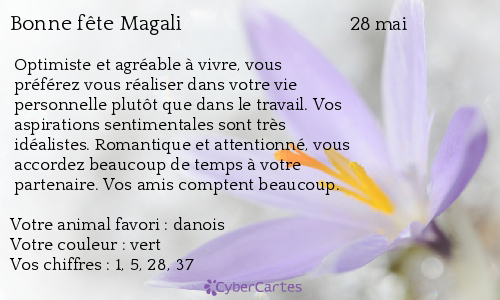 Carte Bonne Fete Magali 28 Mai