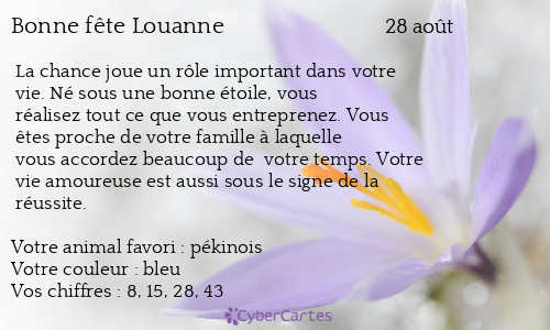 Carte Bonne Fete Louanne 28 Aout