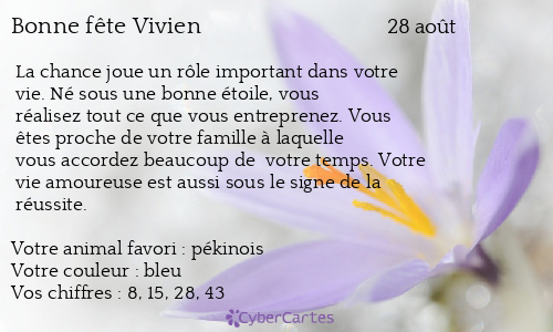 Carte bonne f&ecirc;te Vivien