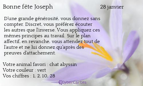 Carte bonne f&ecirc;te Joseph