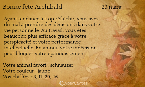 Carte bonne fête Archibald