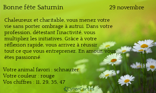 Carte bonne fête Saturnin